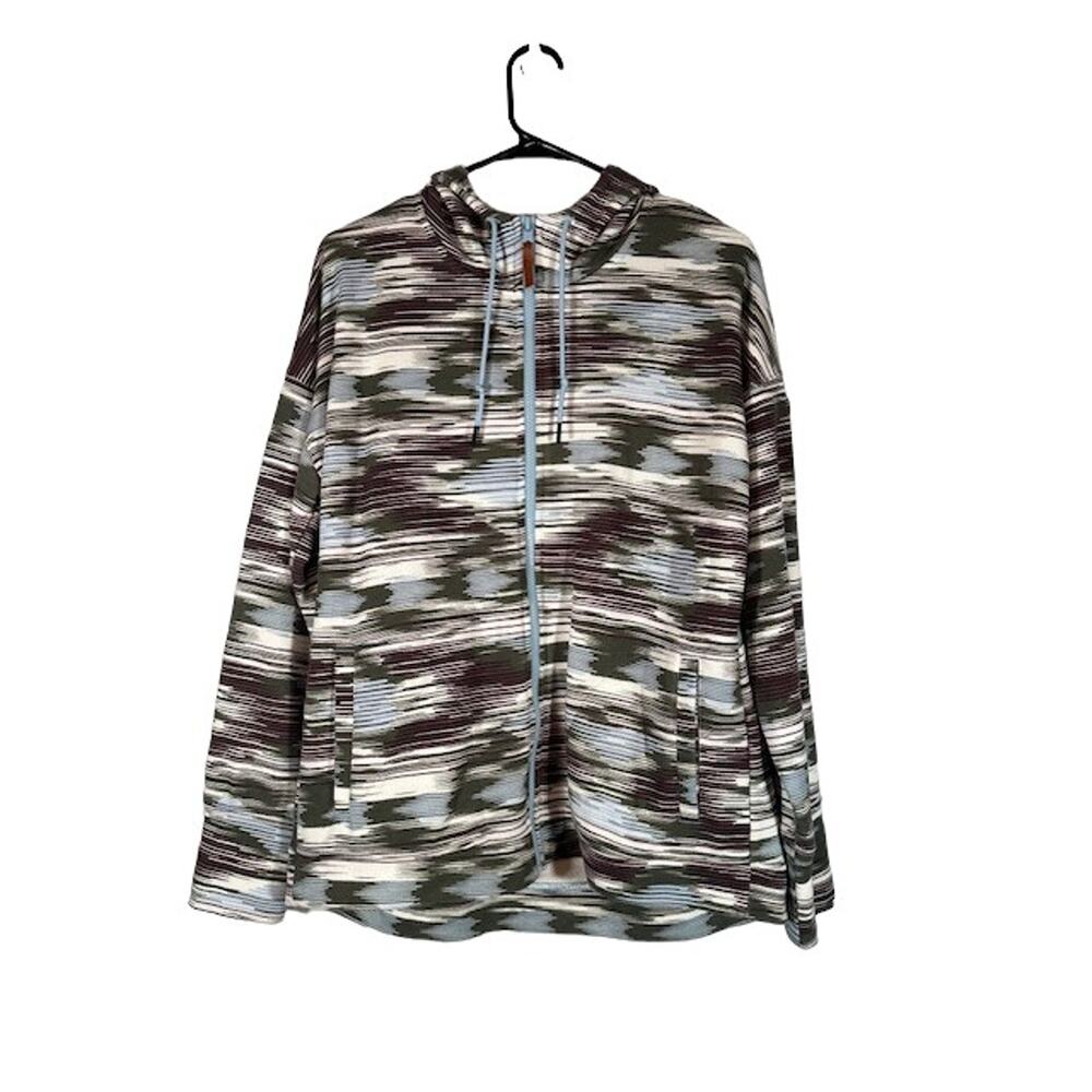 Alpine Design Multicolor Abstract Hooded Full Zip Sweat Jacket Men Sz M